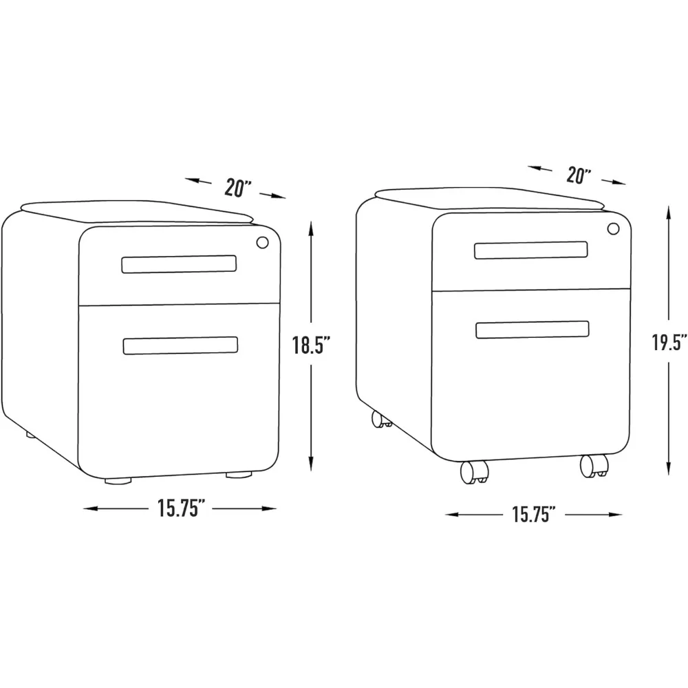 خزانة ملفات متنقلة صغيرة مكونة من درجين من STOCKPILE مع مقعد وسادة مغناطيسي قابل للإزالة - إصدار قصير، خزانة ملفات معدنية، #3