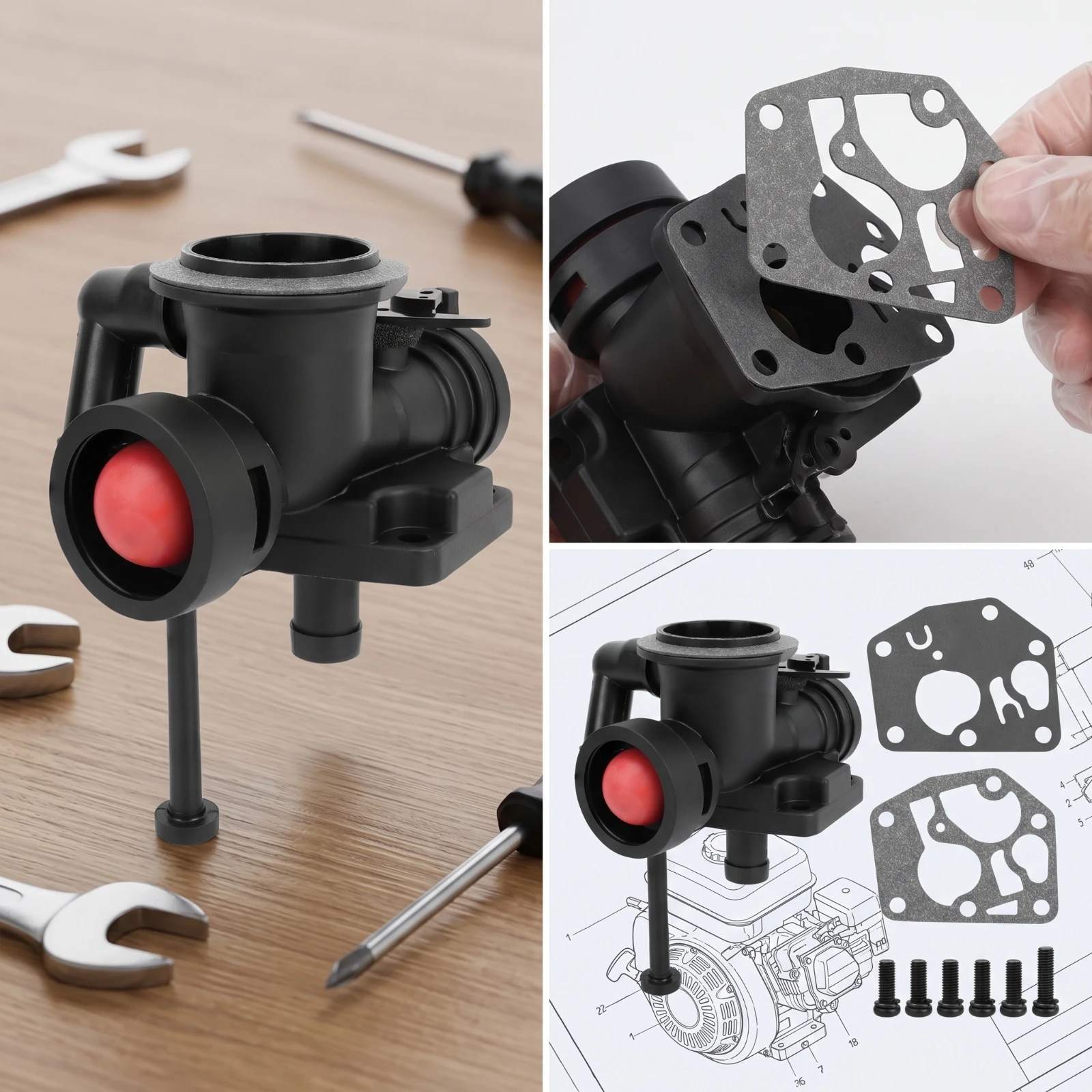Carburetor Kit Small Engine Carburetor with Primer Bulb Replacement Part Compatible High-Performance for DIYers