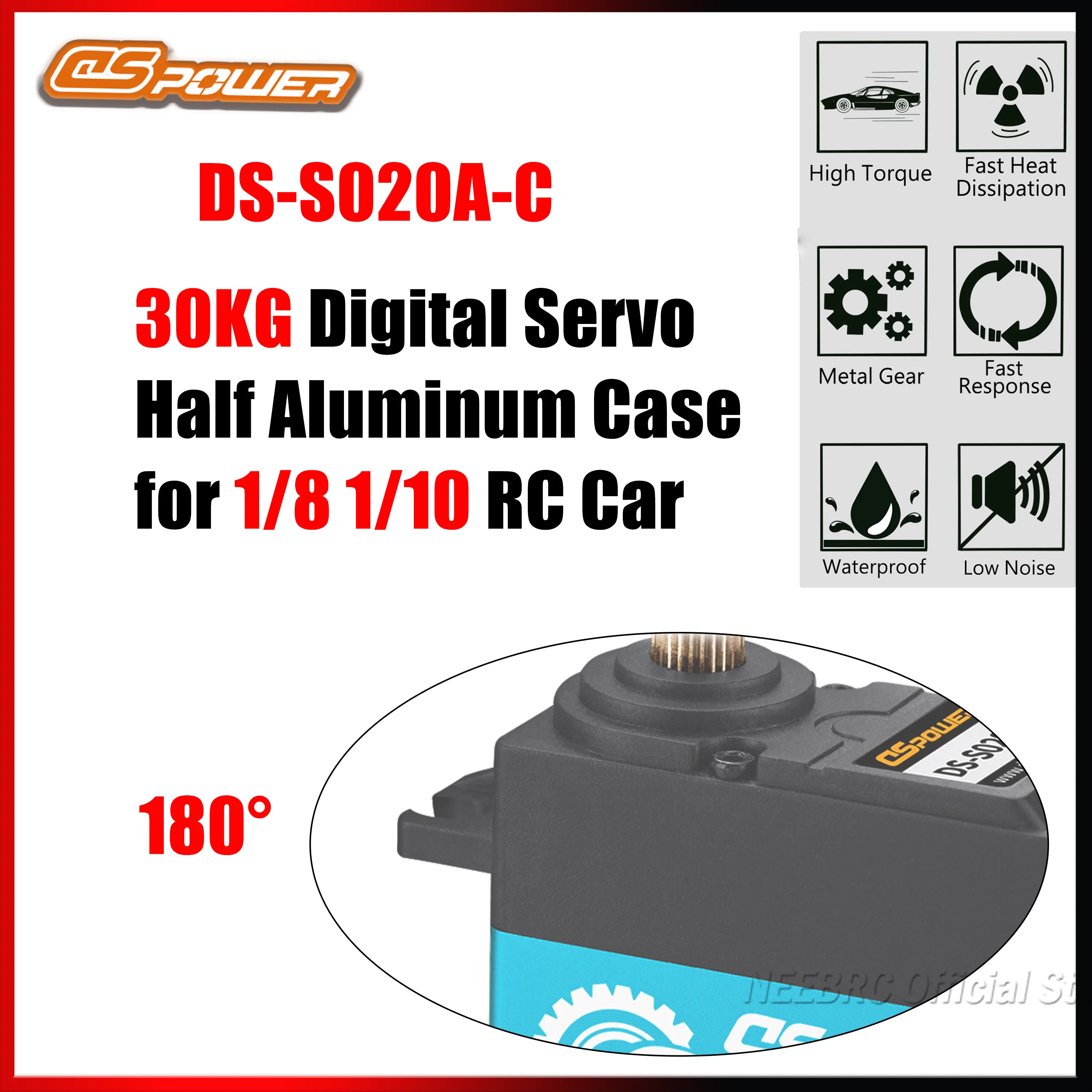 

DSpower 30KG Metal Gear Digital Bule Servos Half Aluminum Case High Speed for 1/8 1/10 RC Car Boat Robot Plane Drone Accessories