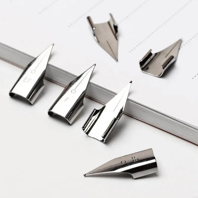 10Pcs Metal Fountain Pen Replacement Tip Interchangeable Metal Tip Pen Point For English Handwriting Practice Sketching