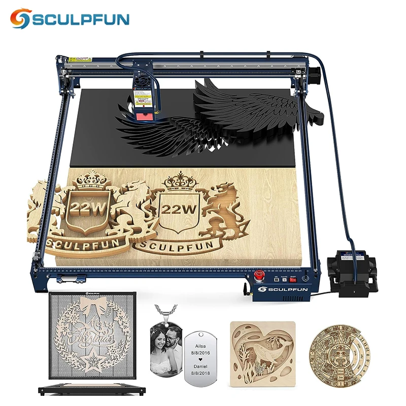 

SCULPFUN S30 Ultra 22W Laser Engraver with Automatic Air Assist Replaceable Lens 600 x600mm Engraving Area Wirh Honeycomb board