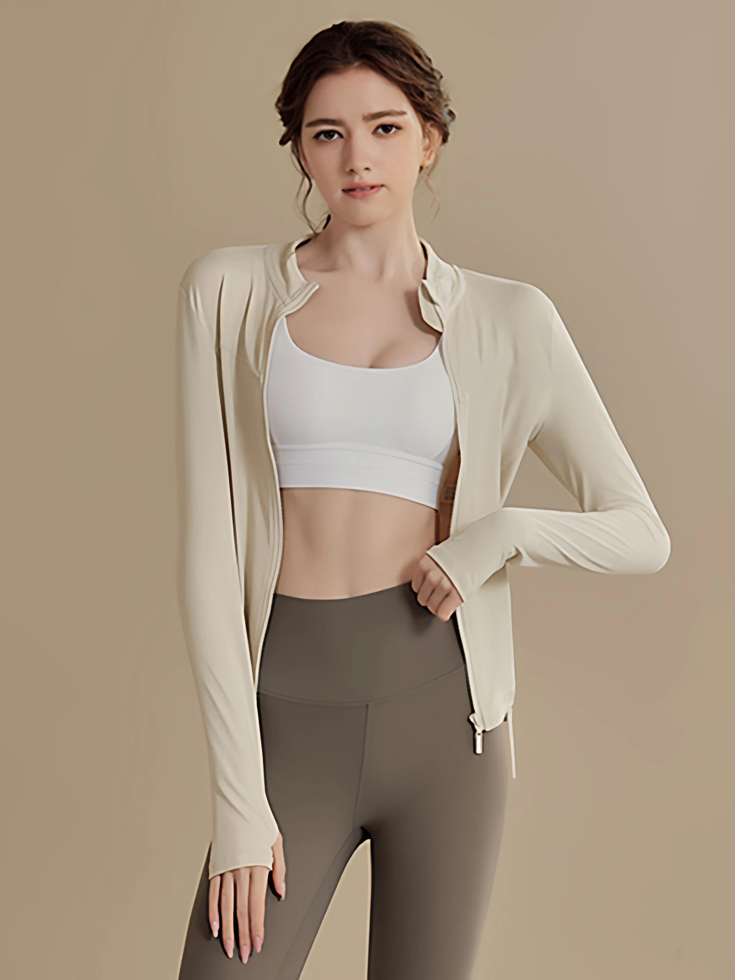 

Sportswear Jaet Women's Autumn Winter Zipper Slim Fit Qui Dry Waist Cinching Long Sve Fitn Yoga Top Ocnltiy Brand