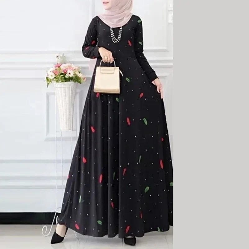 Eid Muslim Women Print Long Dress Abaya Jalabiya Ramadan Morocco Dubai Arabic Robe Dresses Abayas Kaftan Islam Saudi Vestidos