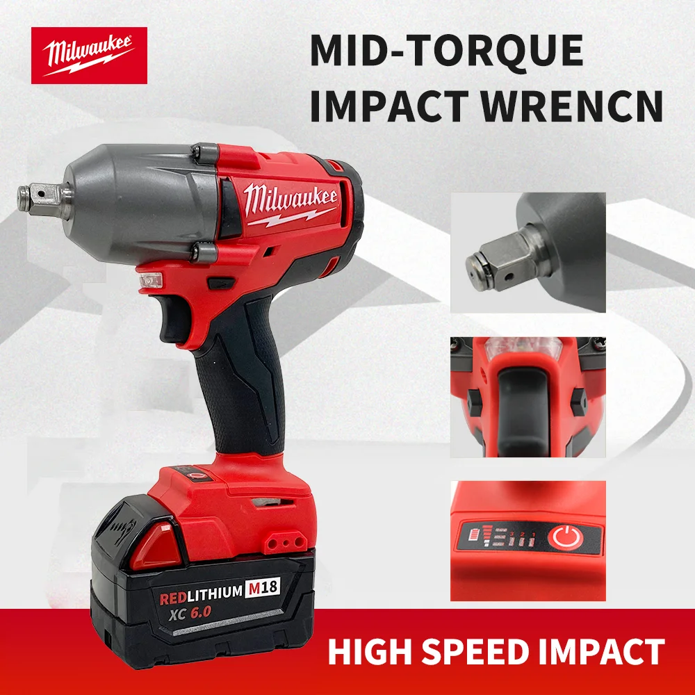 Milwaukee chiave professionale a impatto di coppia media 18V batteria al litio elettrica Cordless ad alta velocità per riparazione di camion per auto nuovo