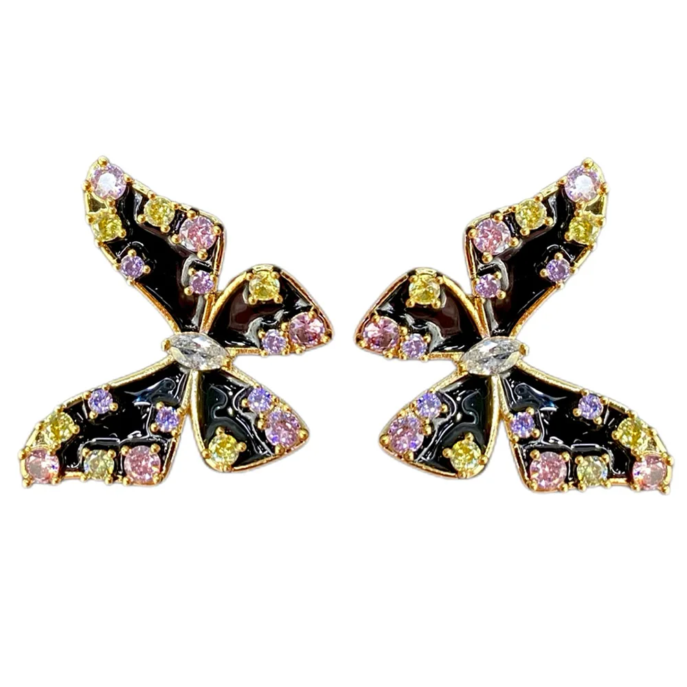 

Missvikki Luxury Trendy Butterfly Stud Earrings For Women Wedding Cubic Zircon CZ Engagement Party Indian earrings for women