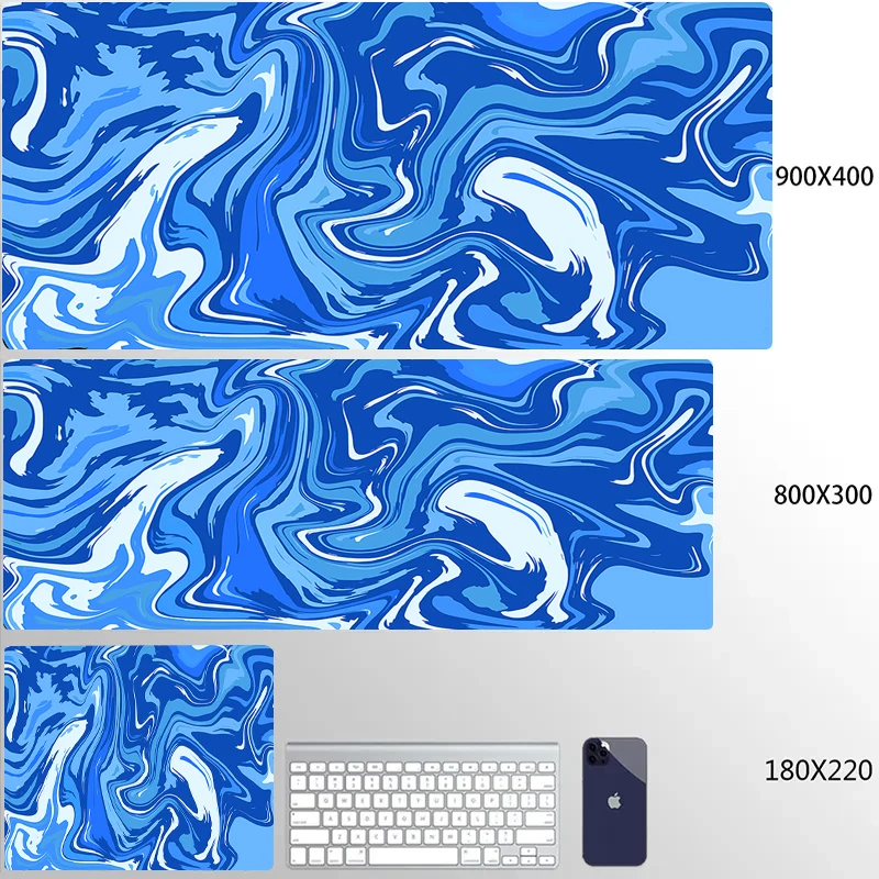 XXL Gaming Mouse Pad 800x300mm Blue Liquid Strata Art