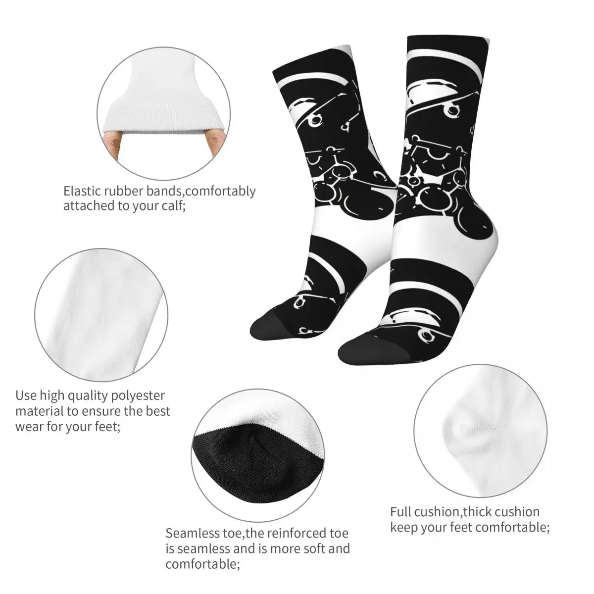 Chaussette de compression tête de mort en elin drôle pour hommes, Hip Hop Harajuku M-Metal Gear, motif imprimé sans couture heureux, chaussettes d'équipage pour garçons