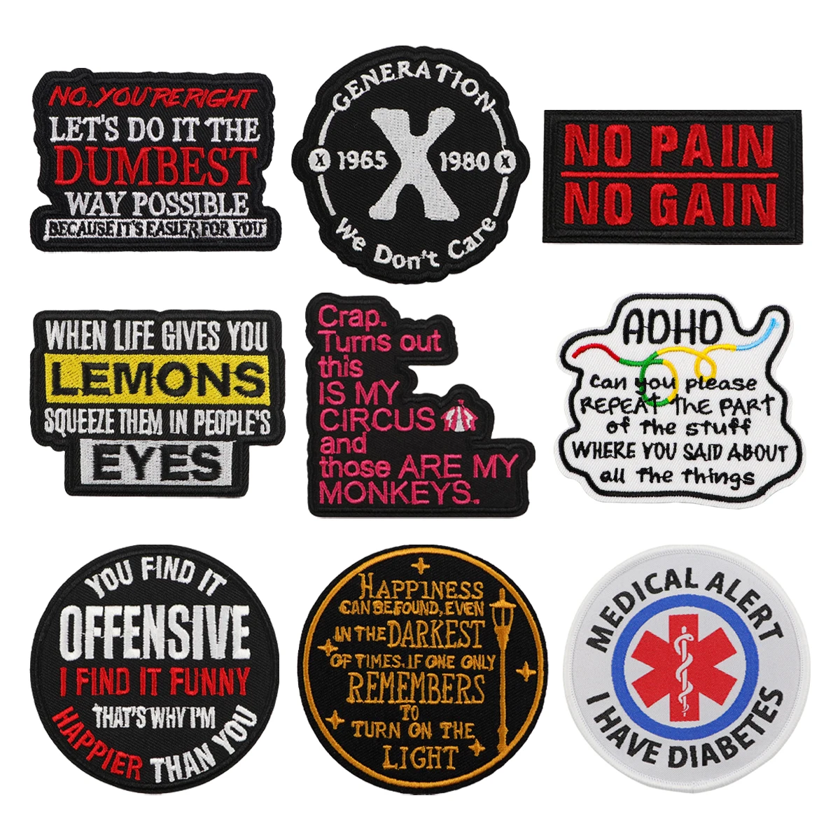 

СДВГ медицинские оповещения с цитатами, вышитые нашивки для одежды, куртки, фразовые нашивки, сделай сам, железные нашивки, аппликация, аксессуары, наклейка