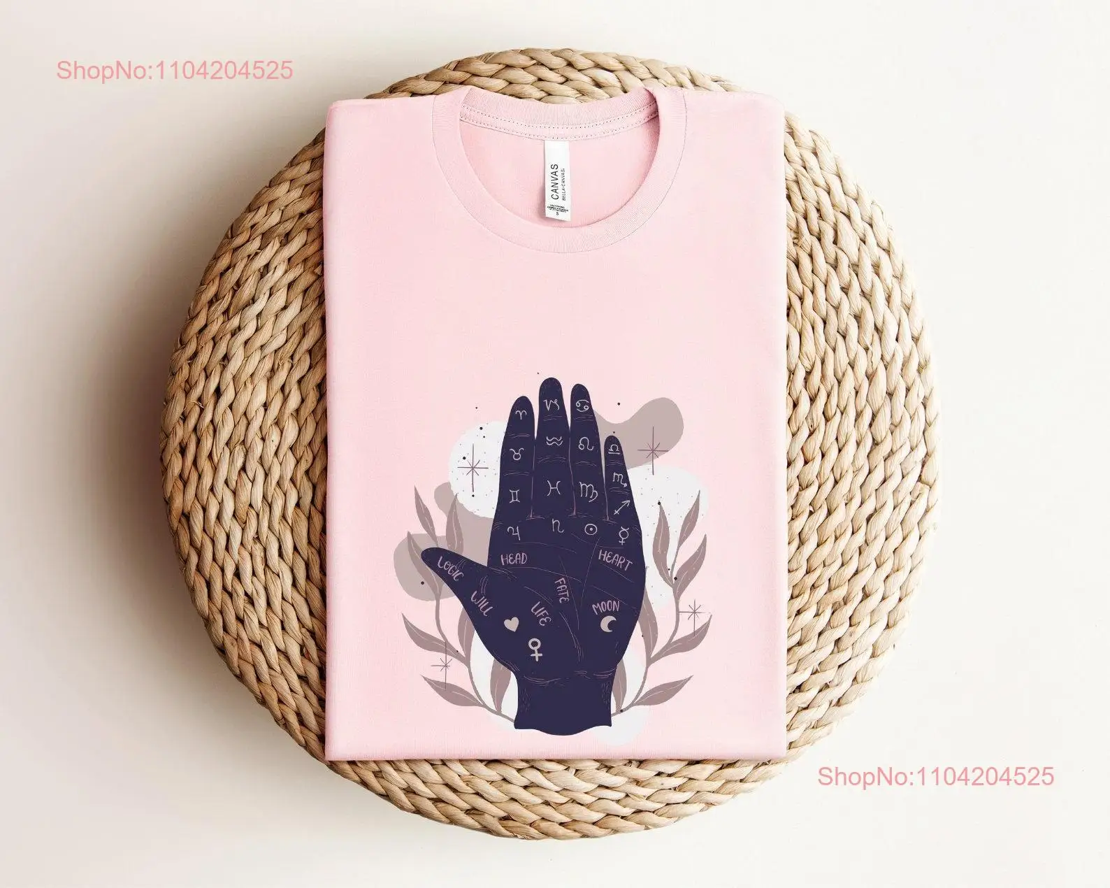 Mystic Hand T Shirt Astrology Celestial Witchy Magical Good Energy Moon Palm Reading long or short sleeves