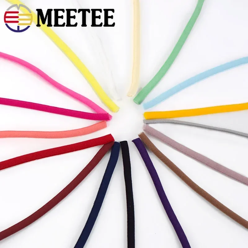 Meetee 5Meters 3mm/5mm Nylon Elastic Band For Ear Hanger Lace Ribbon Shoes Strap Shoulder Webbing DIY Handmade Accessorie