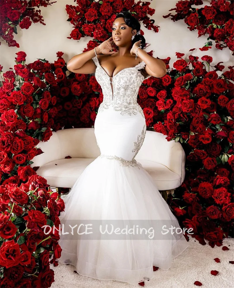 Exquisite 2024 New African Mermaid Wedding Dresses Sexy Off Shoulder Bridal Gowns Beads Crystals Vestido De Novia  Customized