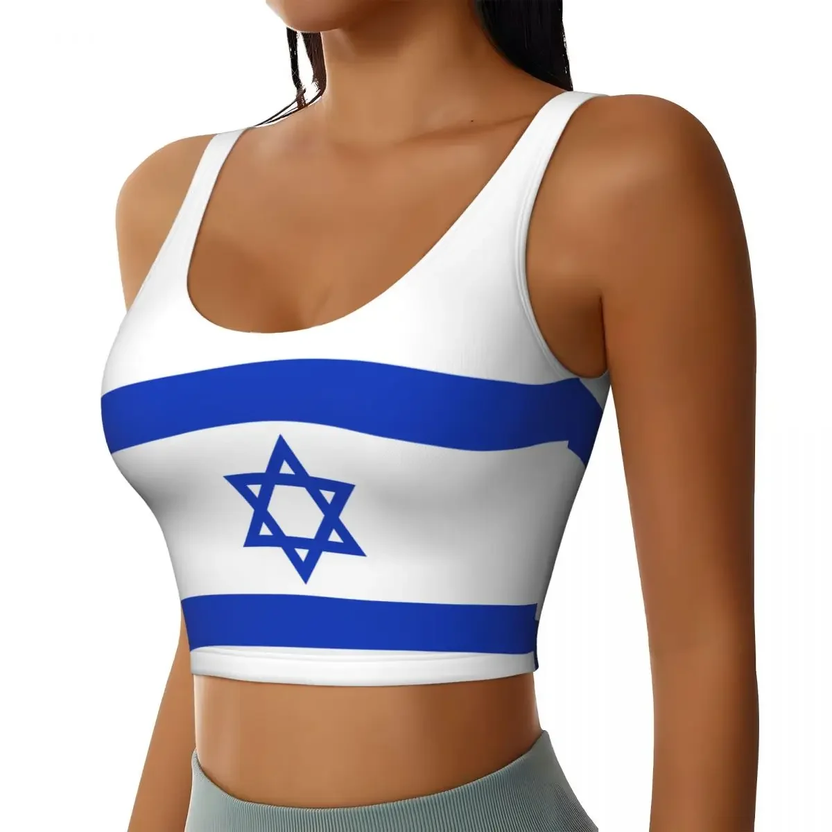 

Yoga Vest Women Gym Sports Crop Tops Flag Of _Israel Streetwear Workout Breathable Tank Top Female S-XXL