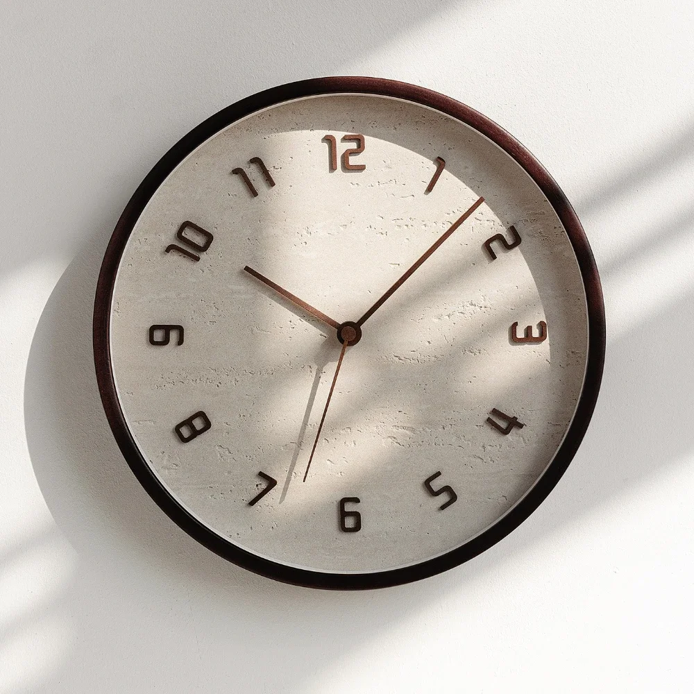 12inch Wabi Sabi Style Wall Clock Solid Wood Decorative Clock Ultra Silent Creative Art Modern for Living Room Home Decor