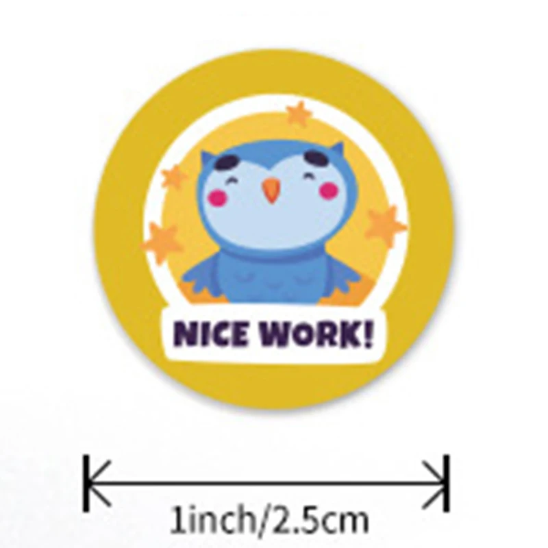 50-500 Pcs 1inch/2.5cm Animal Good Job Cool Stickers Roll For Envelope Praise Reward Student Work Label Stationery Seal Lable