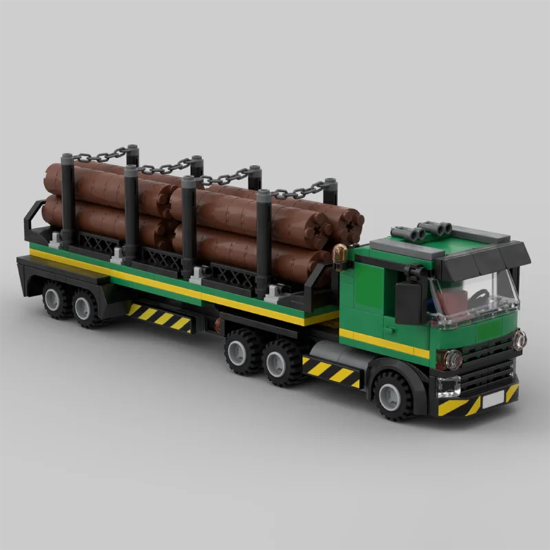 

NEW 378PCS MOC city Engineering Cabover Truck Logging Trailer model DIY creative ideas Child AssemblingToy Gift technology brick