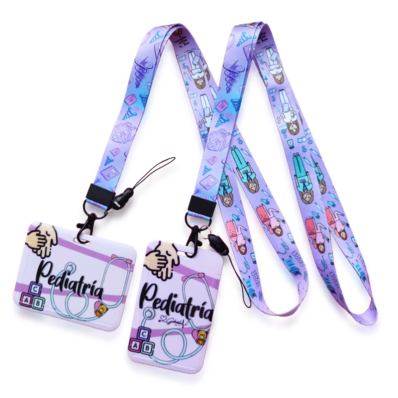 Hospital Pediatric Card Holder Lanyard Doctor Neck Strap Credit Card Case ID Badge Holders Credentials Retractable Clip Yoyos