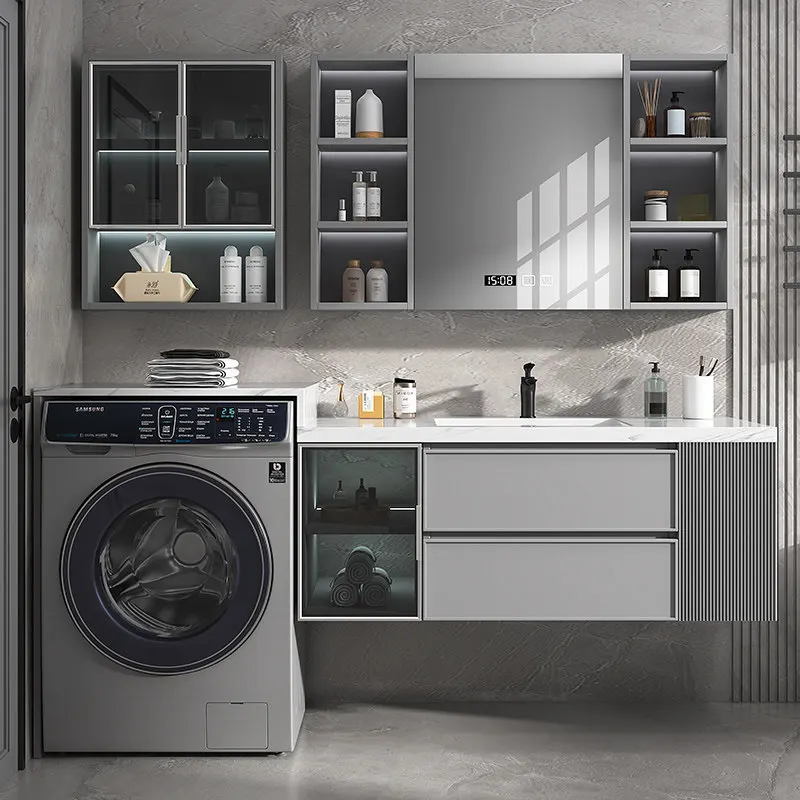 

Balcony slate integrated washing machine cabinet combination, oak bathroom cabinet, toilet washstand sink