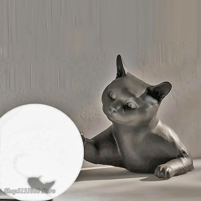 Imagem -04 - Lâmpada de Parede da Estátua do Gatinho da Resina Estilo Nórdico Animal dos Desenhos Animados Gato Luzes Decoração Home Luminárias Arte