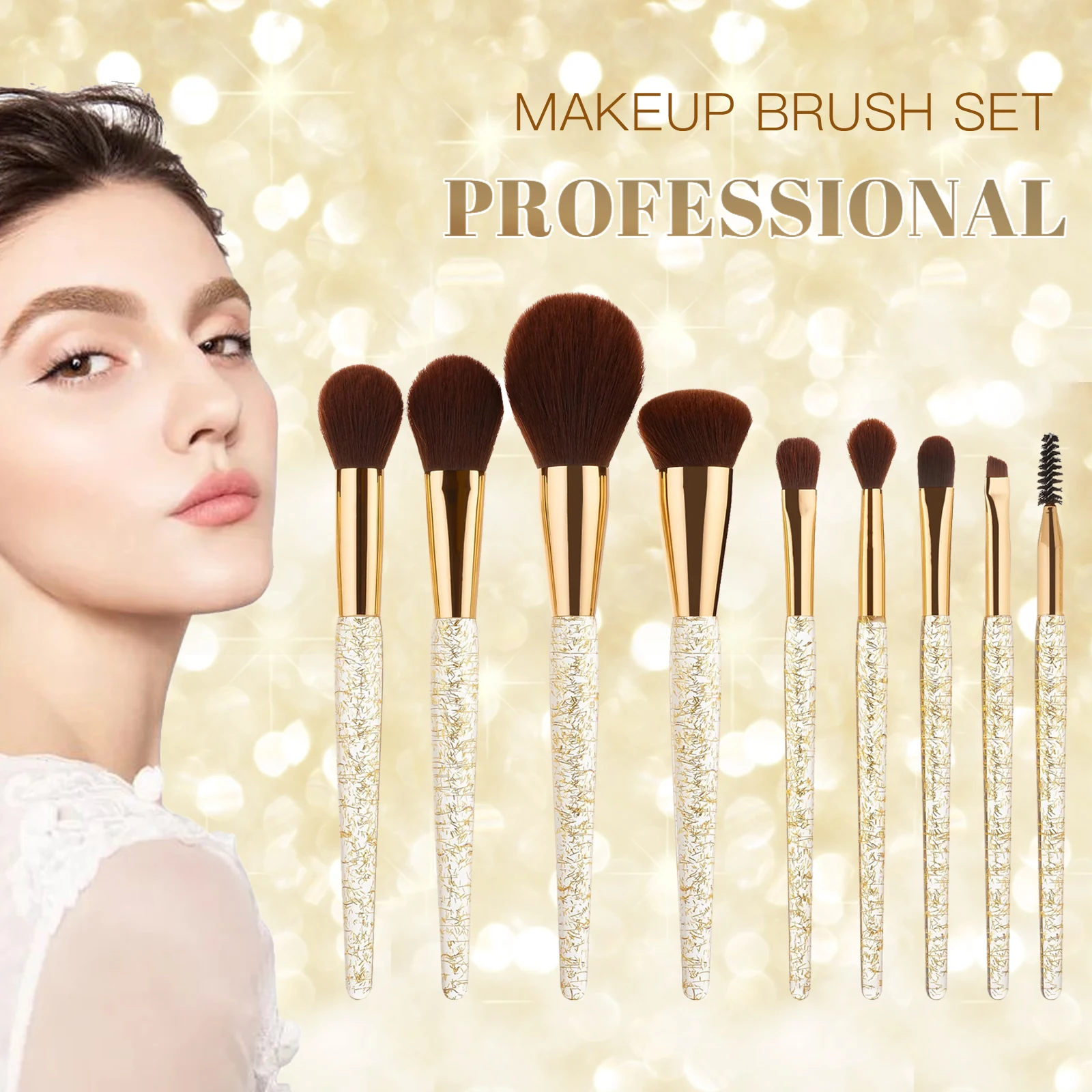 9 Stück Blattgold Make-up Set Pinsel Gesicht Pinsel Concealer Foundation Pinsel Augenbrauen Pinsel ein Universal Set Pinsel