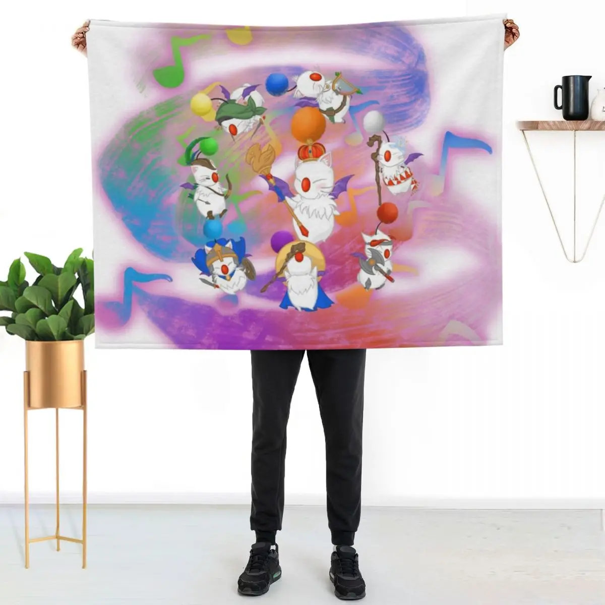 Thornmarch Extreme - Good King Moogle Mog XII from FF14 Original Art Throw Blanket Personalized Gift Soft Beds Custom Blankets