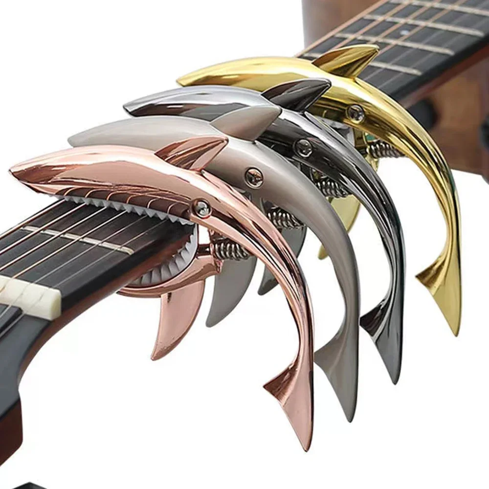 Cejilla de guitarra de tiburón de Metal de aleación de Zinc de alta calidad, cejilla de guitarra eléctrica acústica, Clip de cambio rápido, accesorios de guitarra de puente bajo
