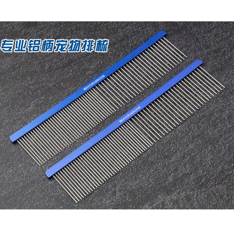 BAVURA Pet Dematting Comb - Stainless Aluminum alloy Steel Pet Grooming Comb for Dogs and Cats Gently Removes Loose Undercoat,