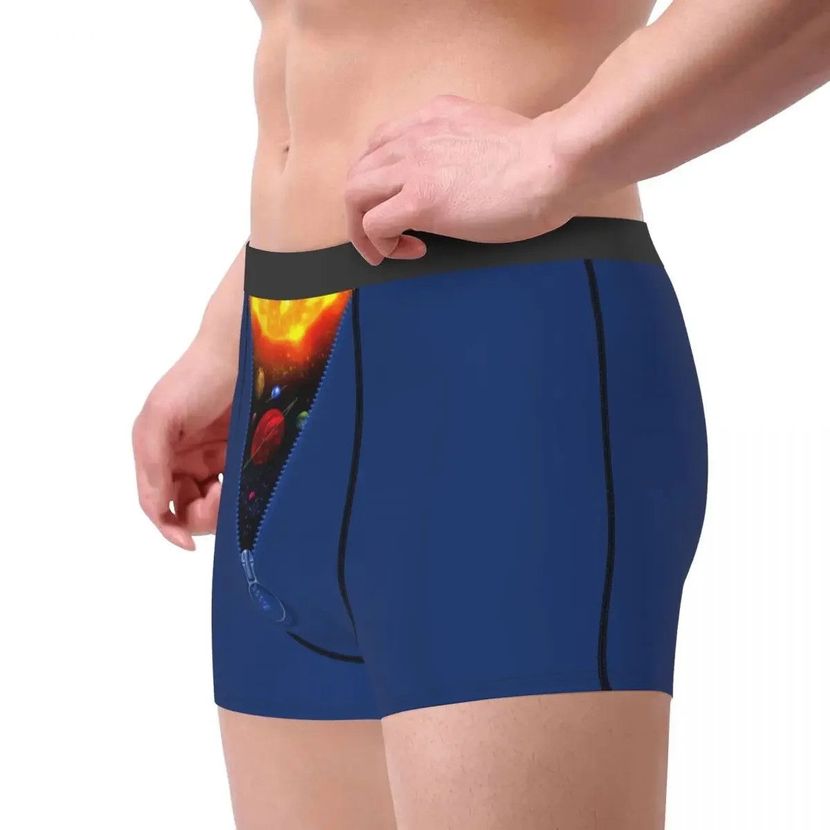 Unlocked Zipper Showing Space And Planets Men Underwear Boxer Shorts Panties Humor Breathable Underpants for Male