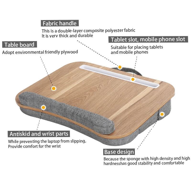 Mumucc-Multifunctional Laptop Desk with Adjustable Height, Cushion and 30cm Slot,Sponge Pillows for Naps in the Office