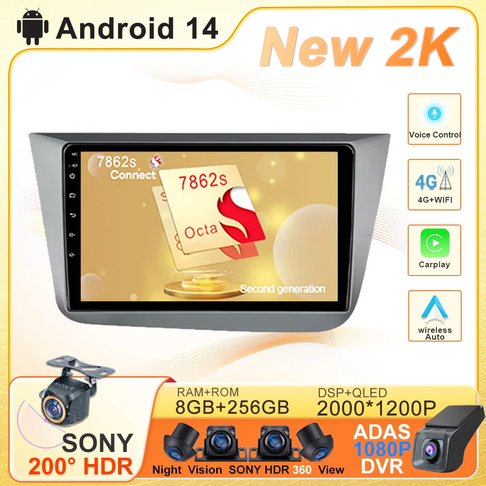 

Android Car Radio For Seat Altea XL Toledo 2004-2015 Multimedia Player GPS Navigation Carplay QLED Touch Screen Auto Stereo WIFI