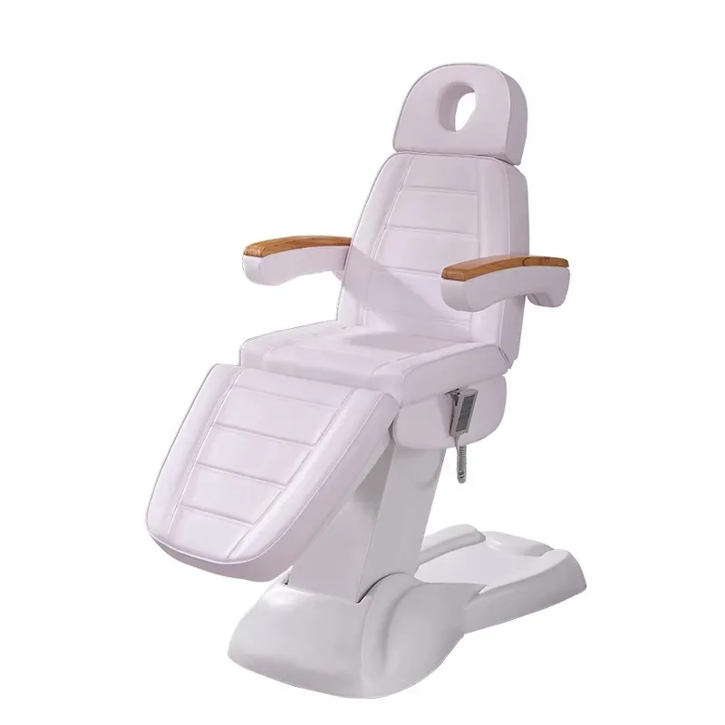 PU Leather Facial Bed Solid Handrail Electric 3 Motors Beauty Salon Beauty Massage Bed Table for Sale Factory Custom White 2 Set