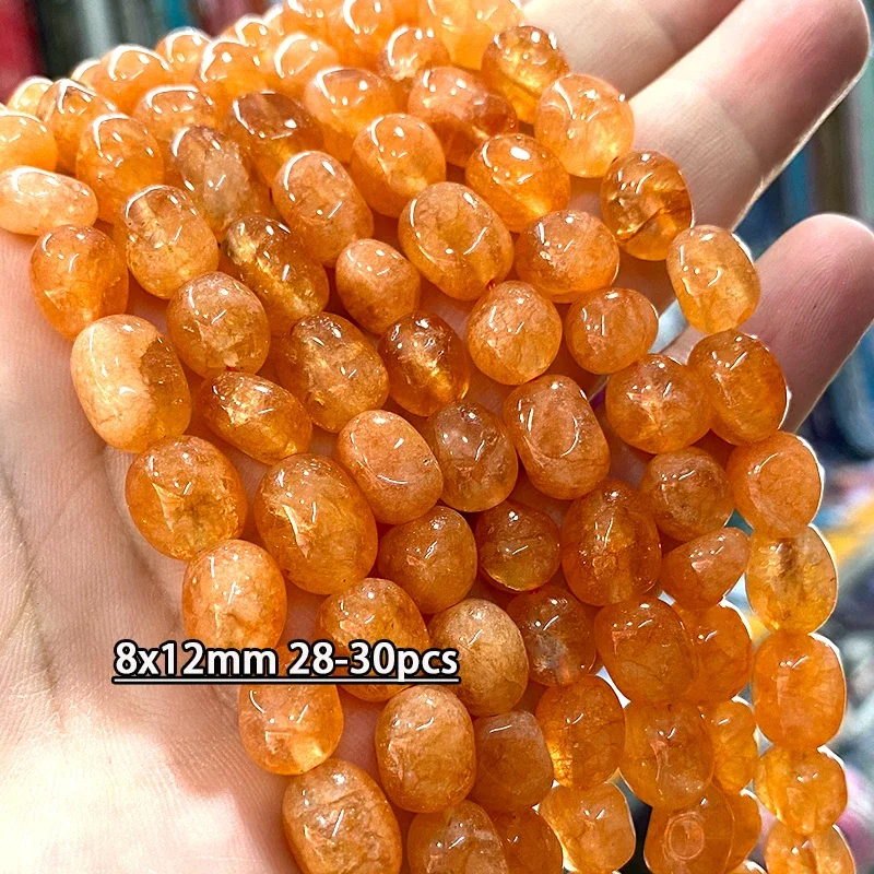 Natural Stone Orange Chalcedony Angelite Cube Cylinder Faceted Round Spacer Beads for Jewelry Making DIY Bracelet Accessories