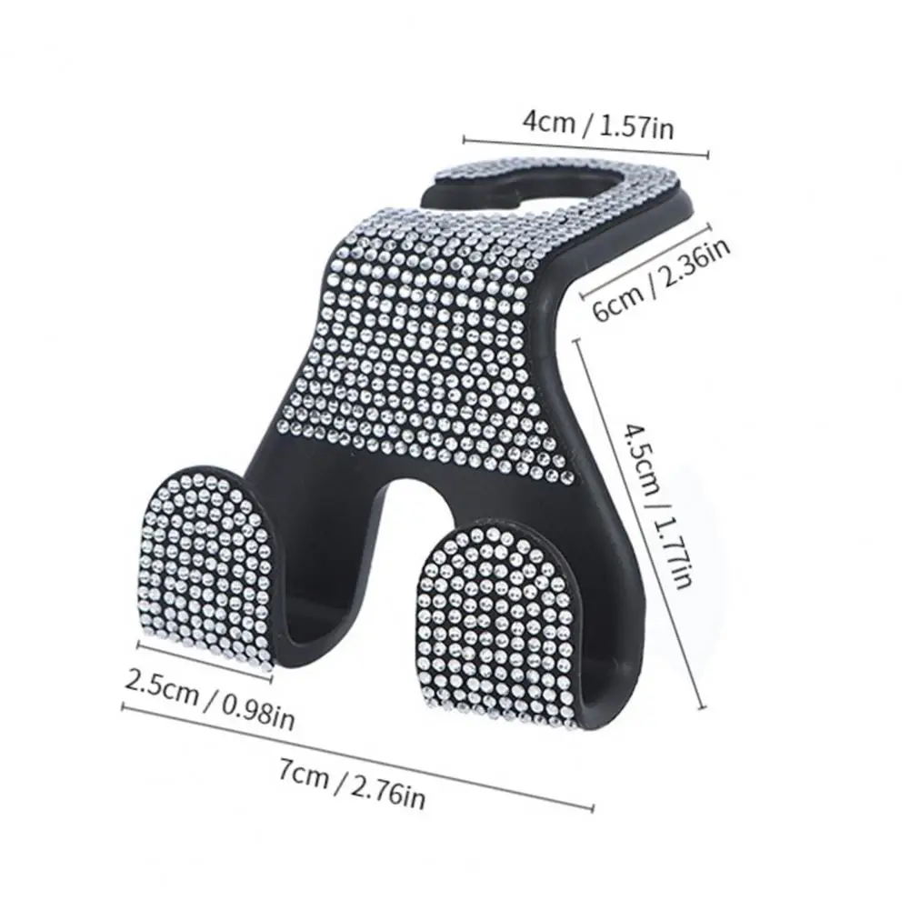 

Car Seat Hanger Rhinestone Car Headrest Hooks Sparkling Purse Hangers for Strong Load-bearing Deformation-resistant Storage
