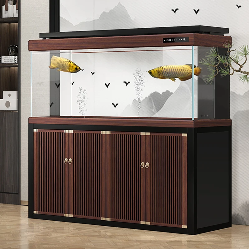 

Modern Multi-functional Fish Tank Cabinet Living Room Ultra-white Glass Large Ecological Arowana Fish Tank Office Furniture FYFT