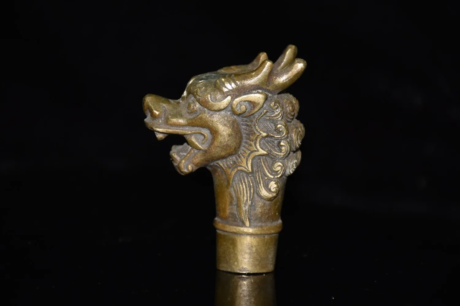 Pure copper double angle dragon head crutch head