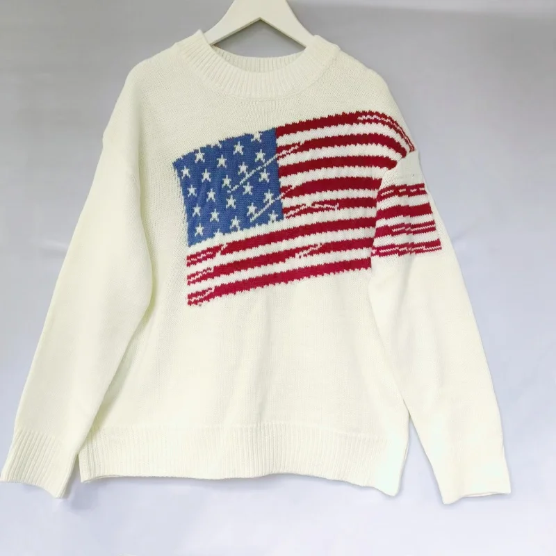 2024 New Embroidered Flag Fall/Winter Knit Ralphs  Women\'s Pullover Sweater Laurens Men\'s Pullover Sweater Jacket