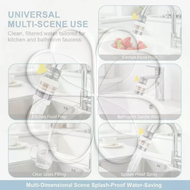 1/2/3PCS 6Layers Universal Faucet Splash-proof Filter Shower Kitchen Garden Irrigation Rotating Detachable Water Purifier Filtr