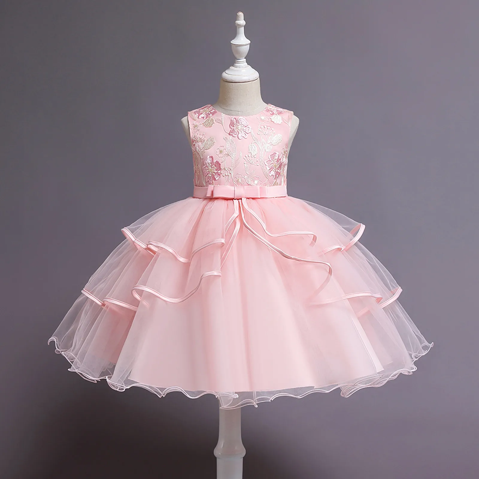3-10Y Girl Party Princess Dress Kids Sleeveless Temperament Frock Tulle Dresses Wedding Shows Costume Evening Formal Prom Gown