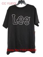 New Lee Jeans Outline Logo Mens Large Black Cotton Comfy Tee Shirt long sleeves