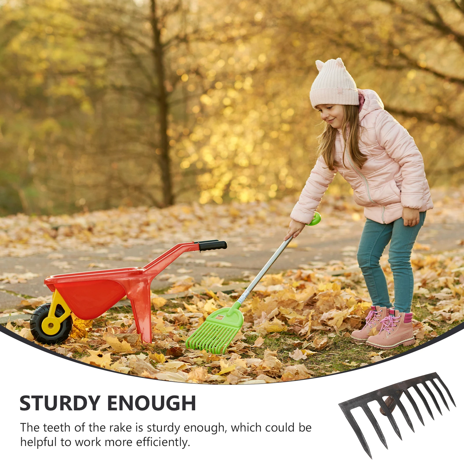 

1pc Grass Plowing Rake Agricultural Gardening Tool Sturdy Dark Grey Soil Loosening Farm Implement For Leaves Gathering