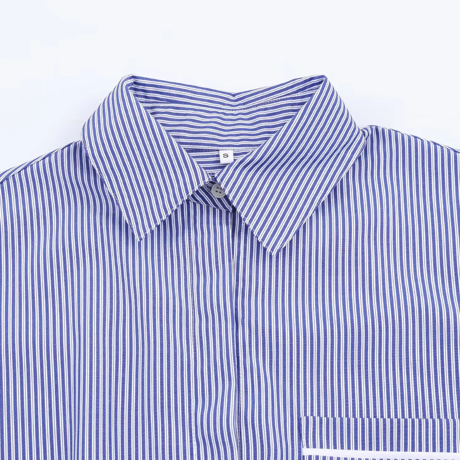 Women Casual Chic Blue Stripe Pants Set Female Striped Long Sleeve Shirt Or Lady Elastic Waist Straight Leg Striped Pants