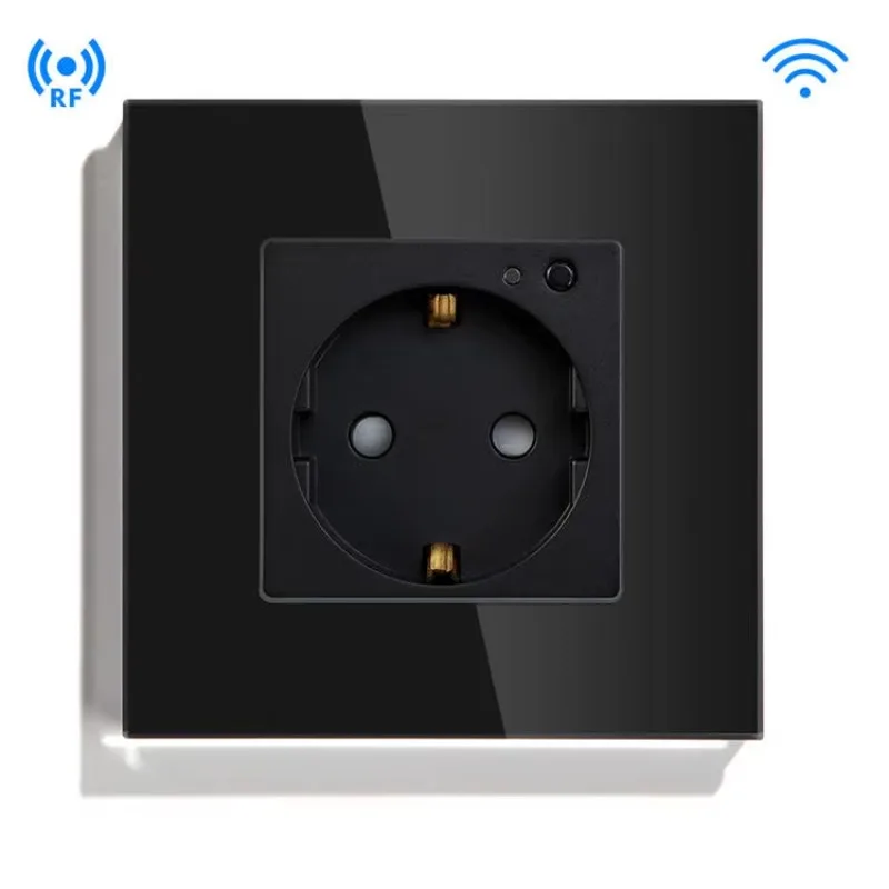 Hot Sale MVAVA Glass Panel EU Smart Wifi Zigbee Control Power Sockets 16A 110V-250V Wall Smart Outlet Socket for  Google Alexa