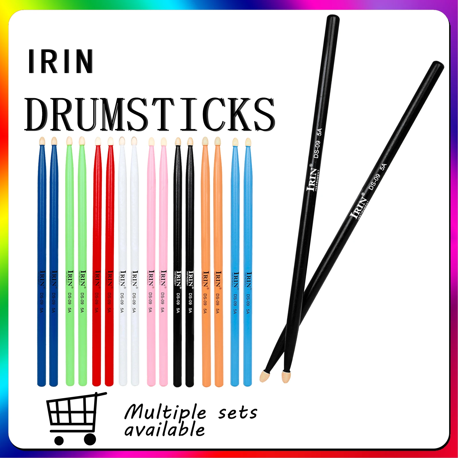 IRIN Drumstick Jazz Drum 5A Solid Wood Pair Drum Sticks Sturdy Maple Drum Universal Accessories Percussion Music Instrument