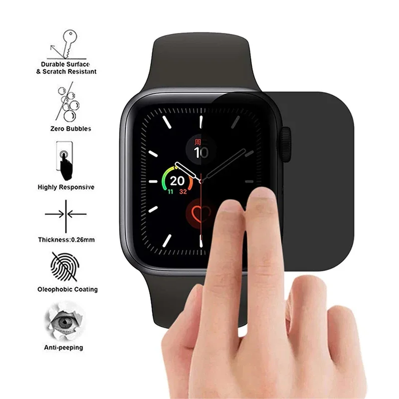 Screen Protector for Apple Watch 40mm 41mm 44mm 45mm Curved Anti-peep Soft Protective Film for iWatch Series 9 8 7 6 5 4 SE