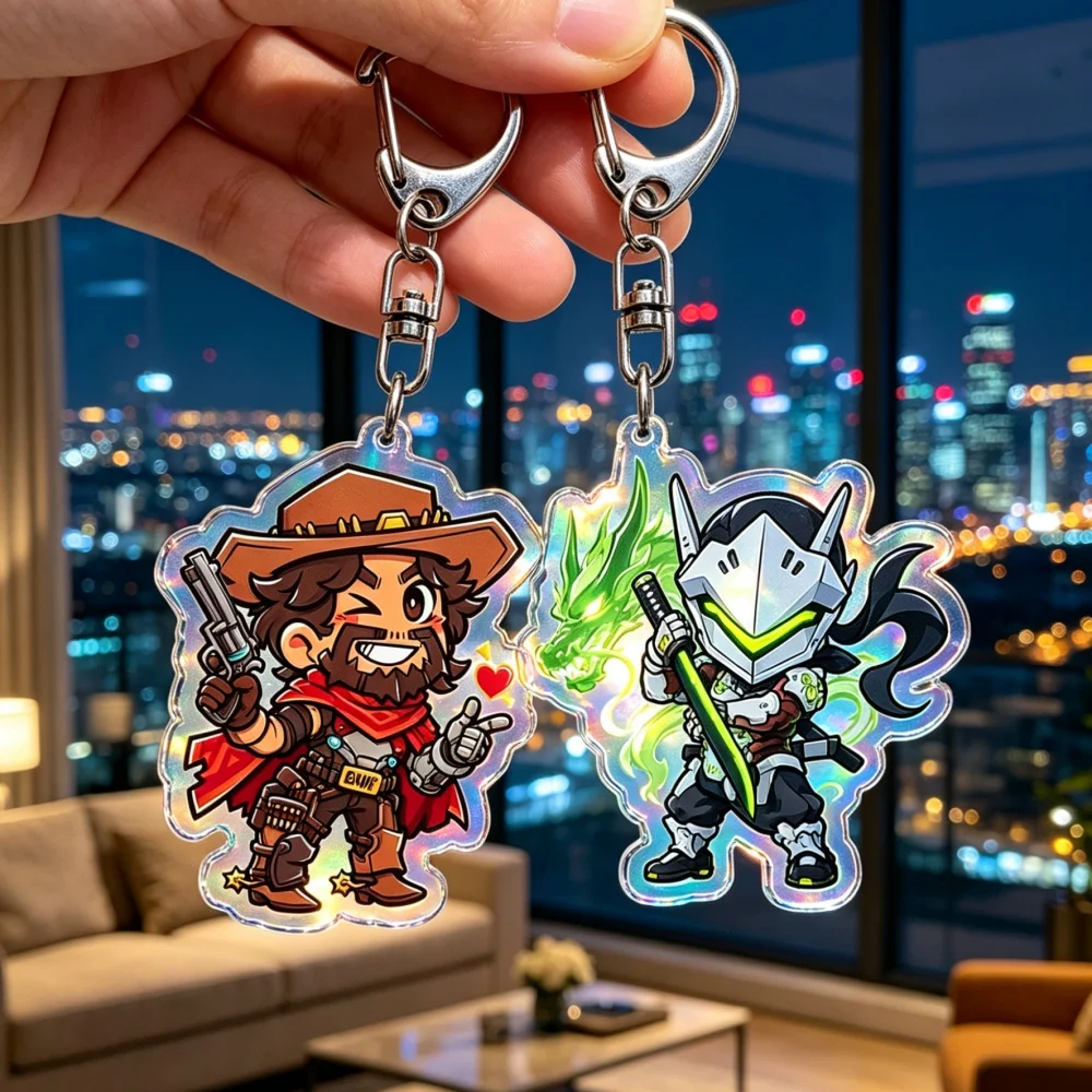 Overwatch Cartoon Chibi Keychain Accessories Bag Game Keyrings Jewelry Manga Fans Gifts