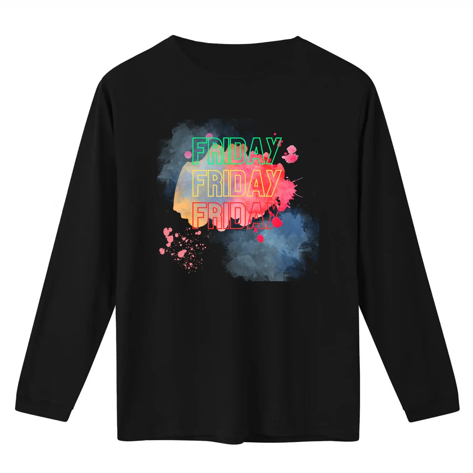 Color Splash Friday Vibes T-Shirt Summer Casual Cotton Tee Oversized Streetwear Tops Vintage Graphic Print Unisex Men Women