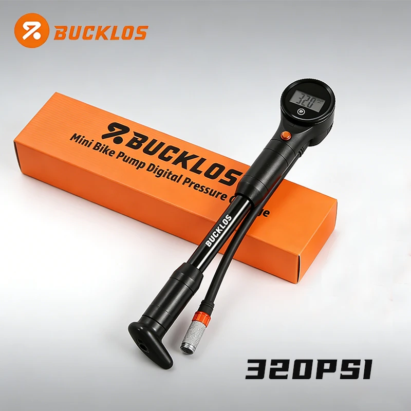

BUCKLOS Portable Bicycle Air Pump MTB Road Bike Mini Pump with Gauge Multi-functional Inflator for Bicycles and Cars 320PSI