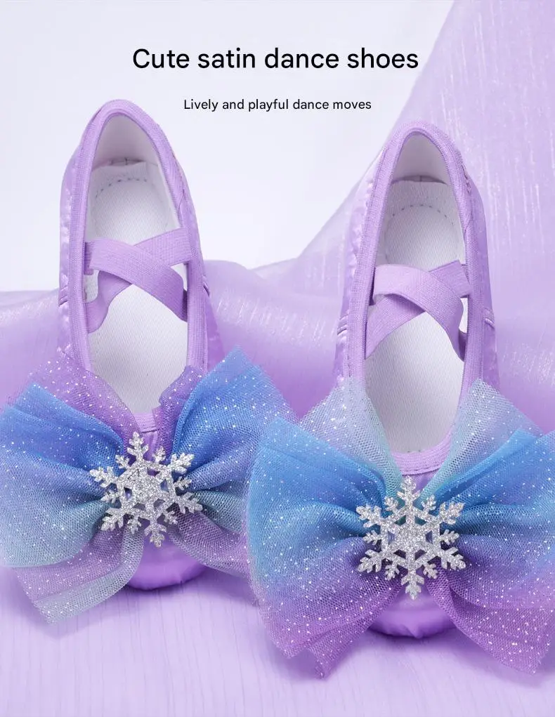 2026 Neue Satin-Tanzschuhe für Mädchen, Kinder und Erwachsene, Ballettschuhe für Frauen, Tänzerinnen, in Lila und Blau, Extravagant – Detail 2