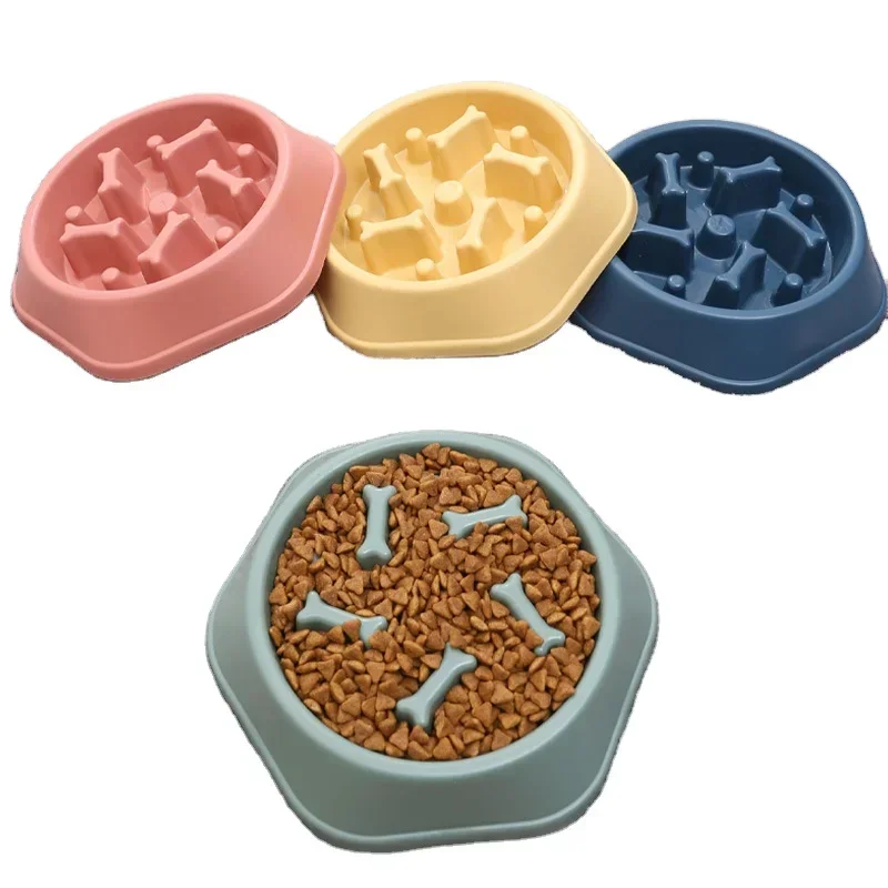 Wholesale Pet Supplies New Anti Spill Dog Bowl Home Style Dog Bone Anti Choking Slow Food Bowl slow feeder dog bowl