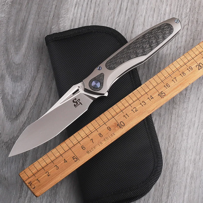 

ST997 Folding Knife M390 Steel Titanium Alloy Carbon Fiber Handle Outdoor Camping Survival High Hardness Sharp Exquisite Tool