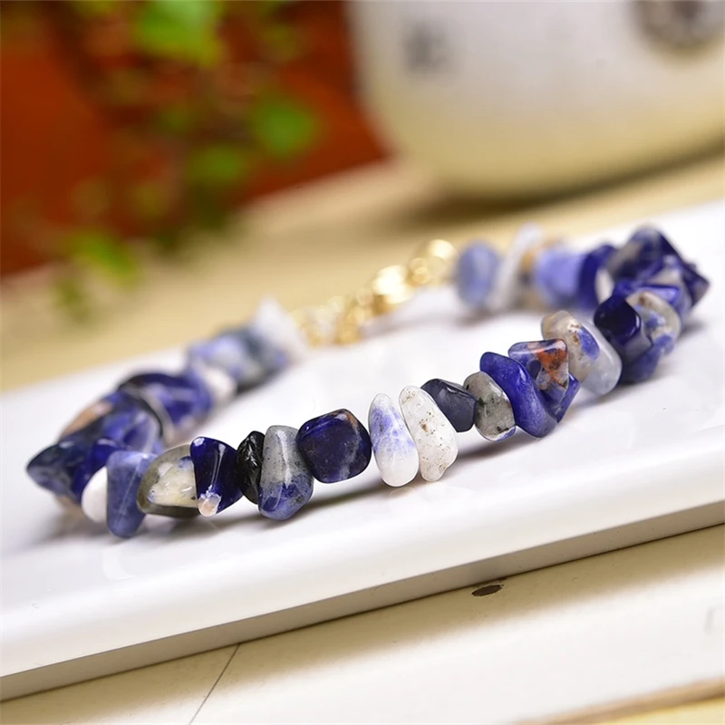 3PCS Natural Freeform Blue Sodalite Gravel Stone Bracelet Crystal Reiki Healing Stone Fashion Jewelry Gifting Gift For Women 7MM